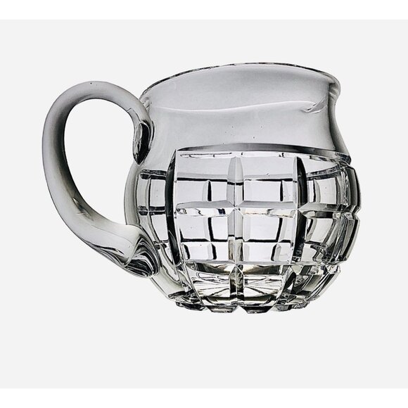 Vintage Molded Clear Glass Pitcher Geometric Pattern Jug Applied Handle - Picture 11 of 11